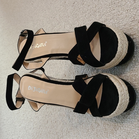 Black velvet espadrille platform - Picture 2 of 6